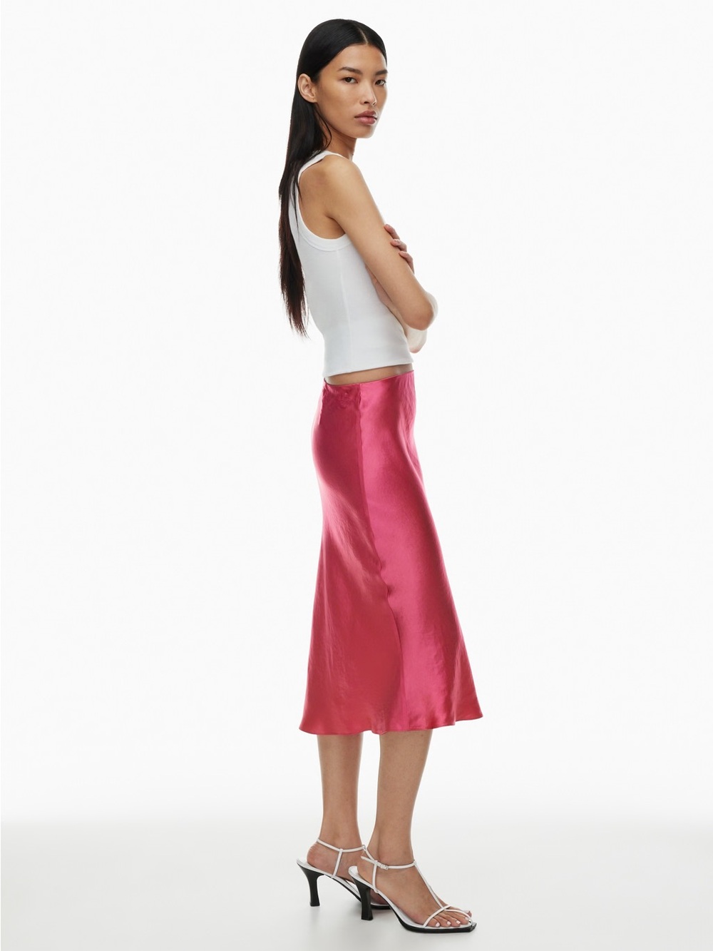 Babaton Fuchsia Satin Skirt